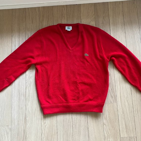 Lacoste V-Neck Mens Red Sweater - Picture 1 of 4